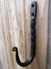 Black Antique-style Large Heavy Duty 6 25  Wrought Iron Colonial Twist Coat Hook