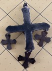 Vintage Yalalag Mexican Cross Pendant  925 Sterling Silver With Turquoise 8g
