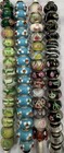 Mark 925 Glass Beads Lot 59 Pieces All Mark Black  Light Blue  Green White   