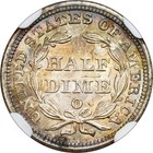 1858 O Seated Liberty Half Dime H10c   ngc Ms 63