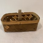 Primitive Market Basket Woven Splint Wood Slat Egg Gathering Handle Farmhouse