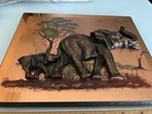 Vintage 3d Copper Wall Art Plaquem Mother   Baby African Elephant