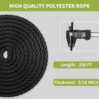 5 16   250  Black Polyester Solid Braid Rope