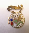 Antique Odd Fellows Daughters Of Rebekah Women   s Group 10 K Gold   Enamel Pin
