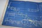Vintage Train Locomotive Blueprint 4-4-6-4 Steam Engine Plan Draft 1940 Model