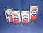 Lot 4  80s Pepsi Drinking Glasses Retro Logo Soda Tumbler Set 5 - 6 5  Vintage 