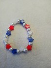 Girls 6  Patriotic Bracelet   Red  White   Blue 10mm Beads   8mm Faux Pearls