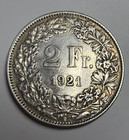 1921 Switzerland Helvetia Swiss Silver 2 Francs Coin