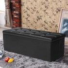Black Faux Leather 43  Folding Ottoman Bench  Footrest  Padded Seat Storage C   