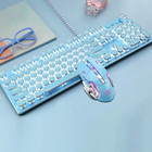 Xinmeng X9 104keys Wired Retro Vintage Gaming Keyboard  mouse White Led Cute