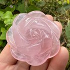 2  Natural Pink Rose Quartz Carved Rose Flowers Crystal Reiki Healing 1pc