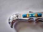 Native American Carved Eagle Head Carbon Steel 11 3 4 Fixed Blade Leather Sheath
