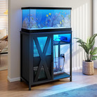 20-29 Gallon Aquarium Stand With Power Outlets   Led Light  Cabinet For Fish Tan