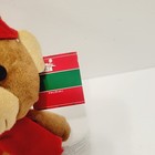 Vtg Christmas House Brown Teddy Bear Red Hat Scarf Plush Holiday Miniature 