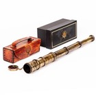 Vintage Brass Telescope 15x With Leather Case - Antique Maritime Spyglass For De