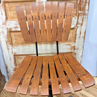 Vintage Mid Century Slat Wood Bar Stool Swivel Industrial Metal Base Atomic Mcm