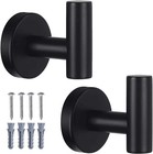 2 Pack Bathroom Towel Hooks Wall Mount Hooks Matte Black Towel Racks Coat Hoo   