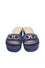 Salvatore Ferragamo Womens Denim Slide On Philein Sandals Blue Size 7 5 D