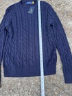 New Nwt Polo Ralph Lauren Men s Navy  Cable-knit Crew Cotton Sweater M
