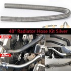Universal Stainless Steel Radiator 48  Flexible Coolant Water Hose W  Caps Kit