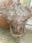 Antique Bronze 1881 Victorian Face Of Apollo Architectural Salvage Doorknocker