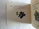 1940s Vintage Birthday Card - Racing Car  Black Cat  Lucky Horseshoe