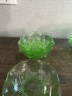 Vintage Uranium Glass Hazel Atlas Diamond Arches Berry Bowls Set Of 4 Euc Glows