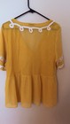 Zara Womens Boho Embroidery- Yellow Floral Size M Blouse V-neck Top