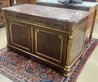 Antique Signed French Louis Xvi Marble-top Gilt Mahogany Chest Cabinet Sideboard