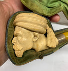 Antique Nalin Paris Turban Man Meerschaum Pipe In Original Case Sterling Silver