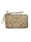 Coach Signature Pvc Double Corner Zip Wristlet Wallet  im light Khaki chalk 