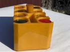 Vintage Amber Butterscotch Catalin Bakelite Swirl Poker Chip Holder Rack W Chips