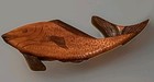 Vintage Hand Carved Wood Fish Sculpture Mid Century Nautical Decor - Ooak