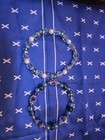 Lot Of 4 Blue Glass Beaded Stretch Stackable Charm Bracelets  Dangle