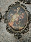 Lot Of 4 Vintage Victorian Brass Frame Oval Ornate Italy 13 5 x10 5    10 5 x7 