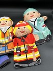 Melissa And Doug Plush  4  Hand Puppets Doctor Fireman Policeman Construction