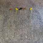 4v Fruit Set Of 5 Glass Cocktail Swizzle Stir Sticks Stirrers Drink Barware Bar