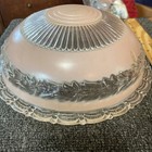 Vintage Art Deco Frosted Pink   Clear Glass 3 Hole Chain Ceiling Light Shade 10 