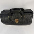 Vtg 1930 s Lilly Black Pebbled Leather Doctor Medical Travel Bag 14 X 5 5 X 6 
