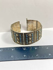 Vintage Silver Turquoise Turkish  Middle Eastern Persian Wide Bracelet 54 Grams