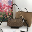 Nwt Coach Ca548 Teri Shoulder Bag In Signature Canvas Gold black Ships From Us