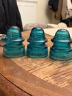 Lot Of Hemingray 20 And 19 Beaded Edge Aqua Glass Insulators Made In Usa Vintage
