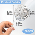100pcs Large Hole Rhinestone Beads For Jewelry Making 11mm European Spacer B   