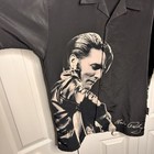 Dragon Fly  Black Elvis Presley Hard Rock Print Shirt Button Up  Large Polyester