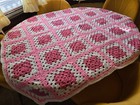 New Hand Crochet  Granny Square Blanket Afghan Throw  41x50 Pinks  White