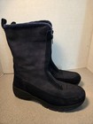 Lands  End Women s Navy Mid Calf Winter Boots Zip Closure Rubber Sole Size 8 5