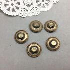 Antique Sewing Button Brass Metal Set 5 Floral Flower 5 8  Repousse Art Nouveau
