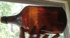 Crude Whittled 3 Pc Mold Blown Red Amber Stoddard Small Demijohn 1860s Nice 