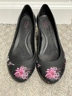 Crocs Dual Comfort Lina Floral Wedge Pump Womens 7 Black Pink Shoes Casual Chic