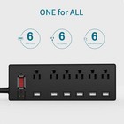 Surge Protector Power Strip  6ft Surge Protector With 6 Outlets And 6 Usb Cha   